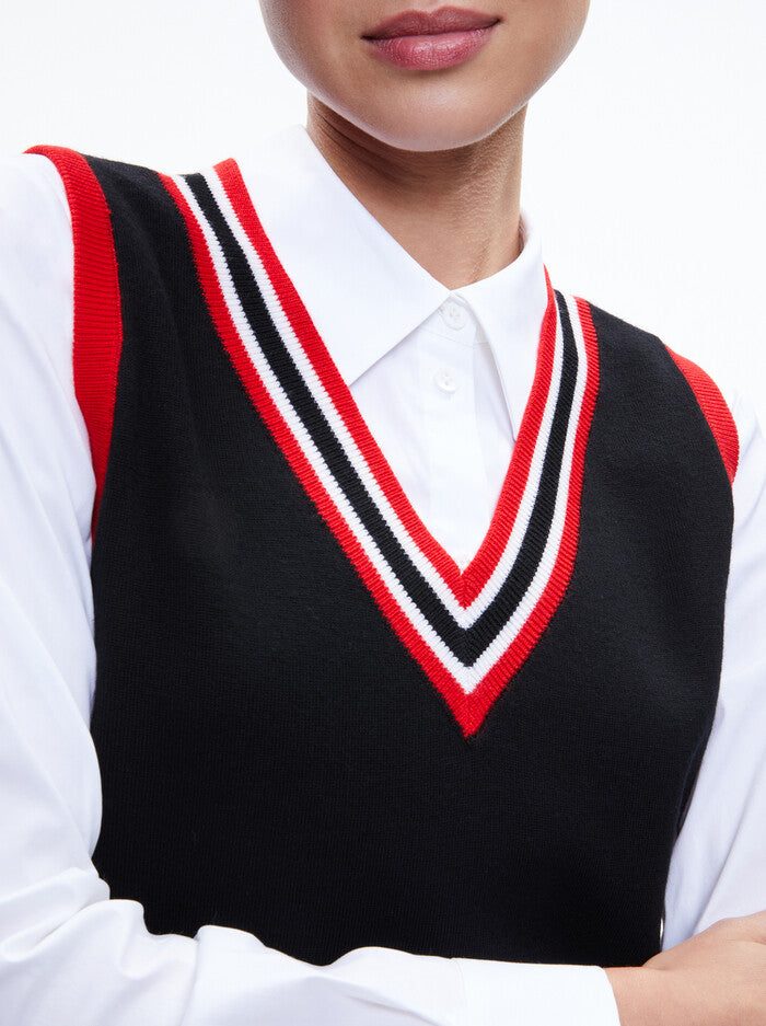 Alice & Olivia ORLY SWEATER VEST COMBINATION TOP