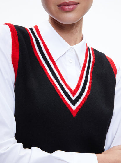 Alice & Olivia ORLY SWEATER VEST COMBINATION TOP