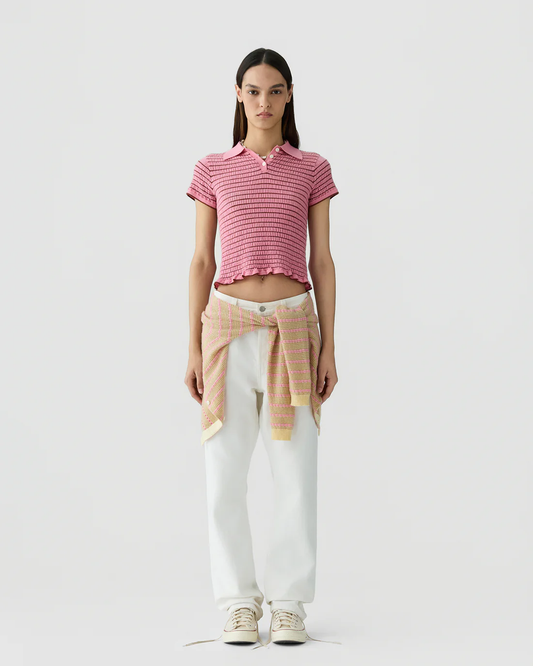 Guest in Residence Smocked Shrunken Polo - Sprinkle/Burnt Sienna