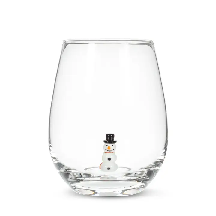 Snowman Stemless Wine Glass