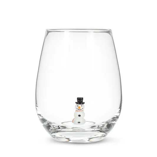 Snowman Stemless Wine Glass