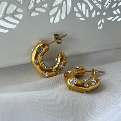 Dazzle Hoops | Cz Chunky Gold Hoops