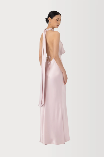 Sau Lee Pearl Satin Gown - Pink Cloud
