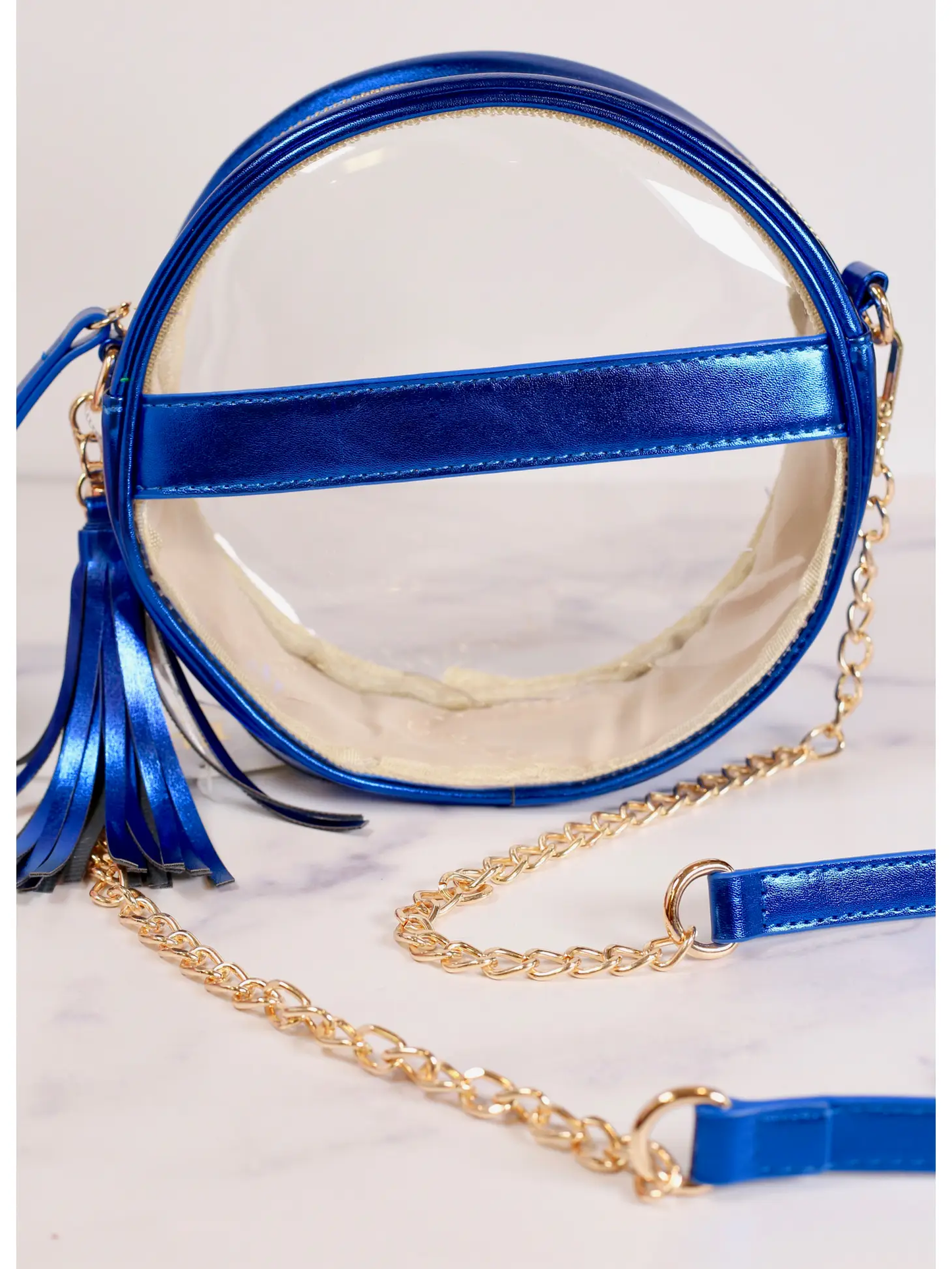 Madison Clear Crossbody Metallic Royal