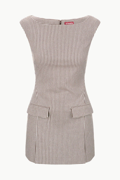 STAUD Walker Dress Micro Check