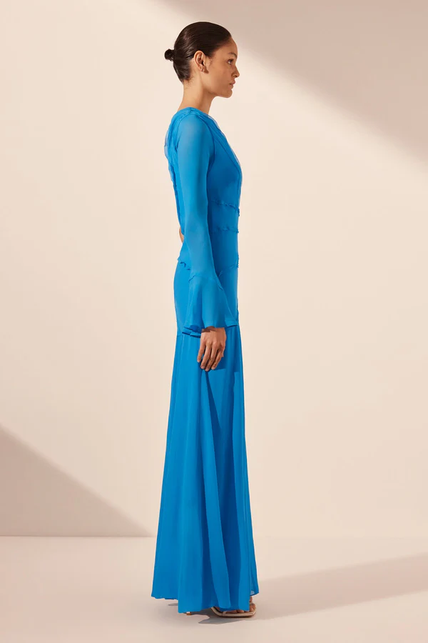 Shona Joy Amina Asymmetrical Maxi Dress - Aqua