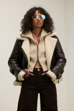 Hudson Vegan Leather Sherpa Jacket