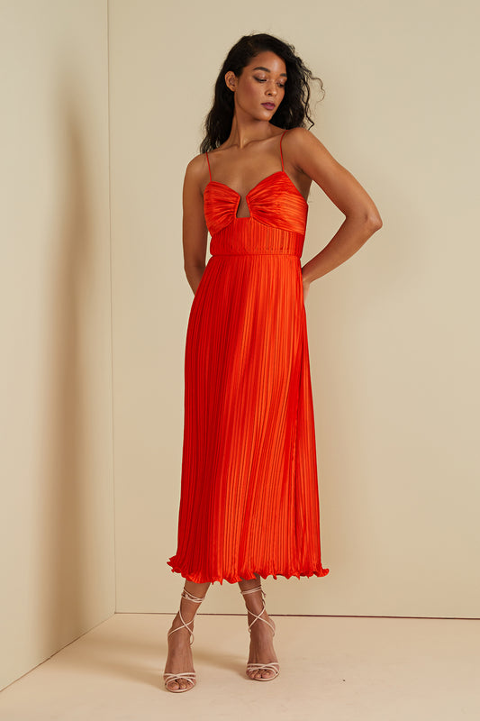 AMur Dannie Pleated Mii Dress - Crimson Red