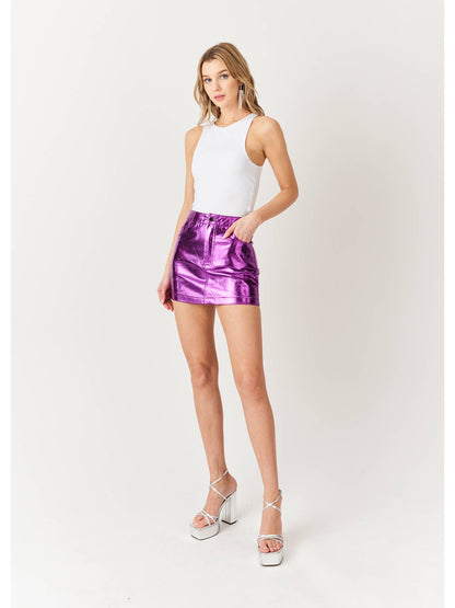 Milena Faux Leather Metallic Mini Skirt