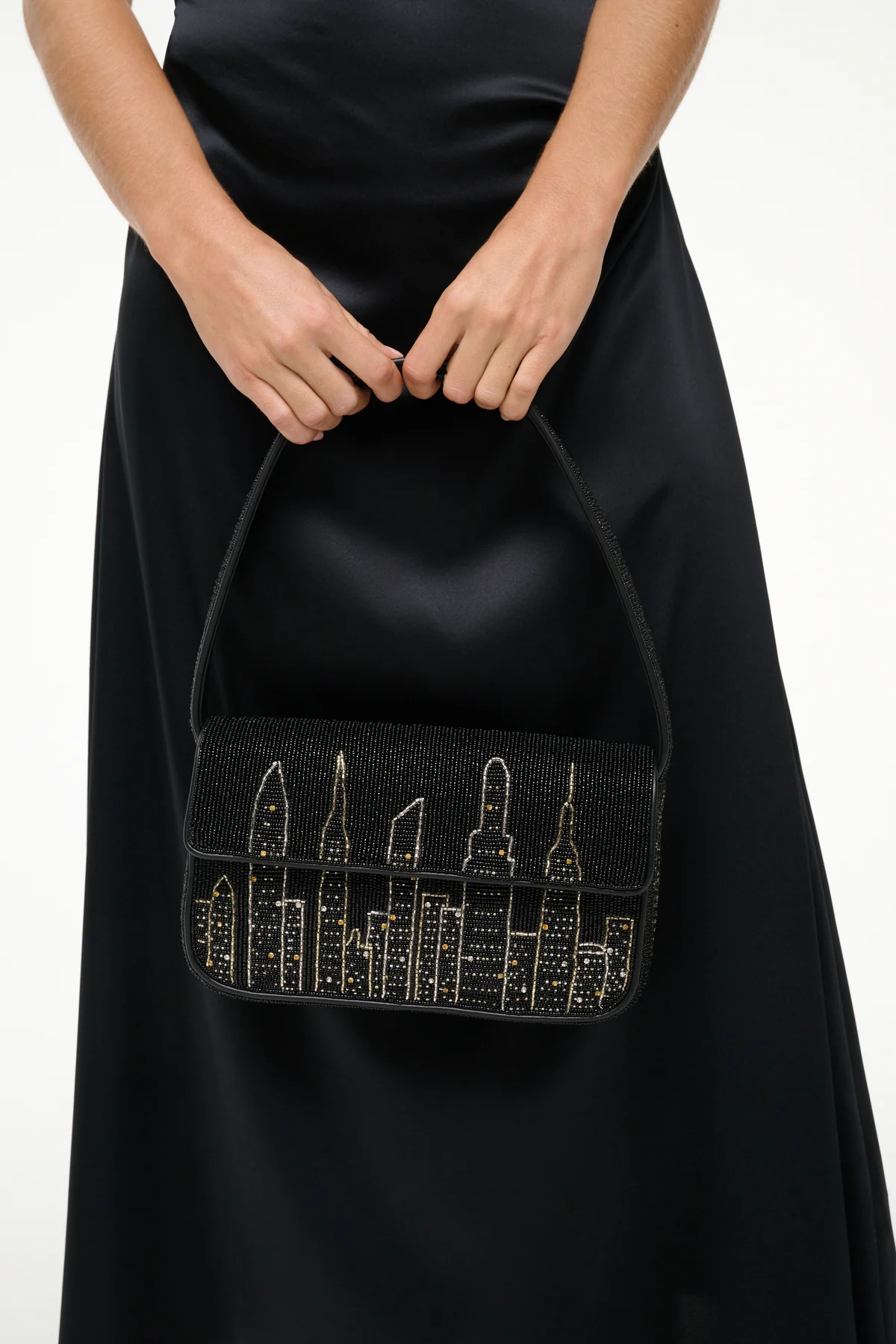 Staud Tommy Beaded Bag NYC Skyline