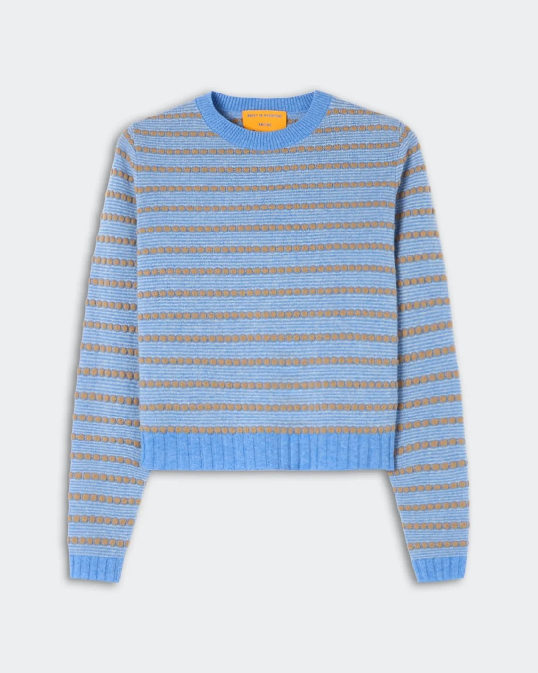 Guest in Residence Pebble Stripe Shrunken Crew- Delft Blue
