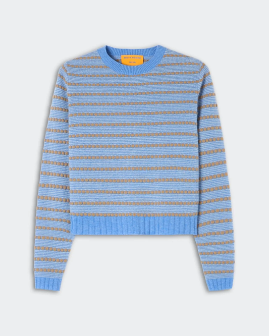 Guest in Residence Pebble Stripe Shrunken Crew- Delft Blue