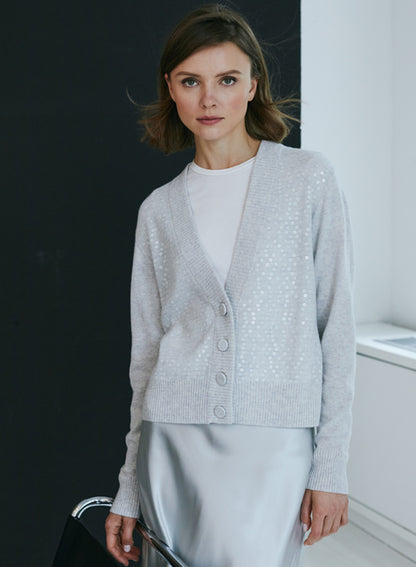 Autumn Cashmere Sheer Ilusion Sequin Cardigan