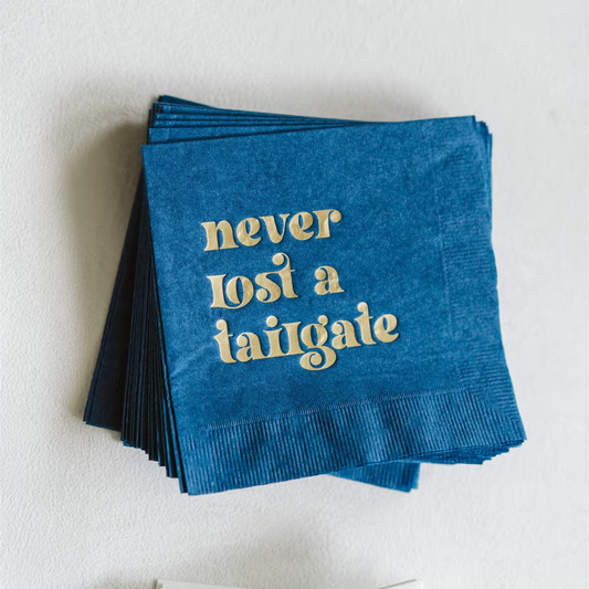 Gracefully Made Art "Never Lost A Tailgate" Gold Foil + Navy Napkin Pack
