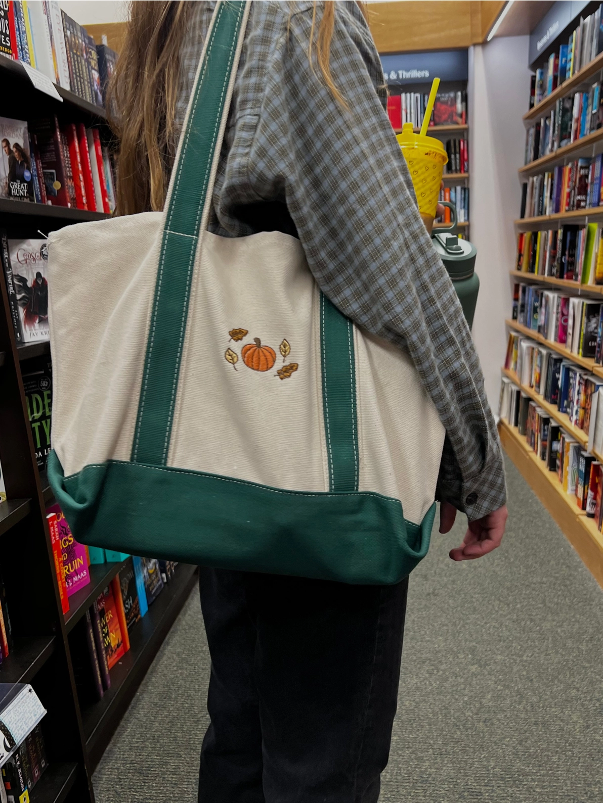 Fall Tote Bag, Canvas Tote, Embroidered Fall Bag