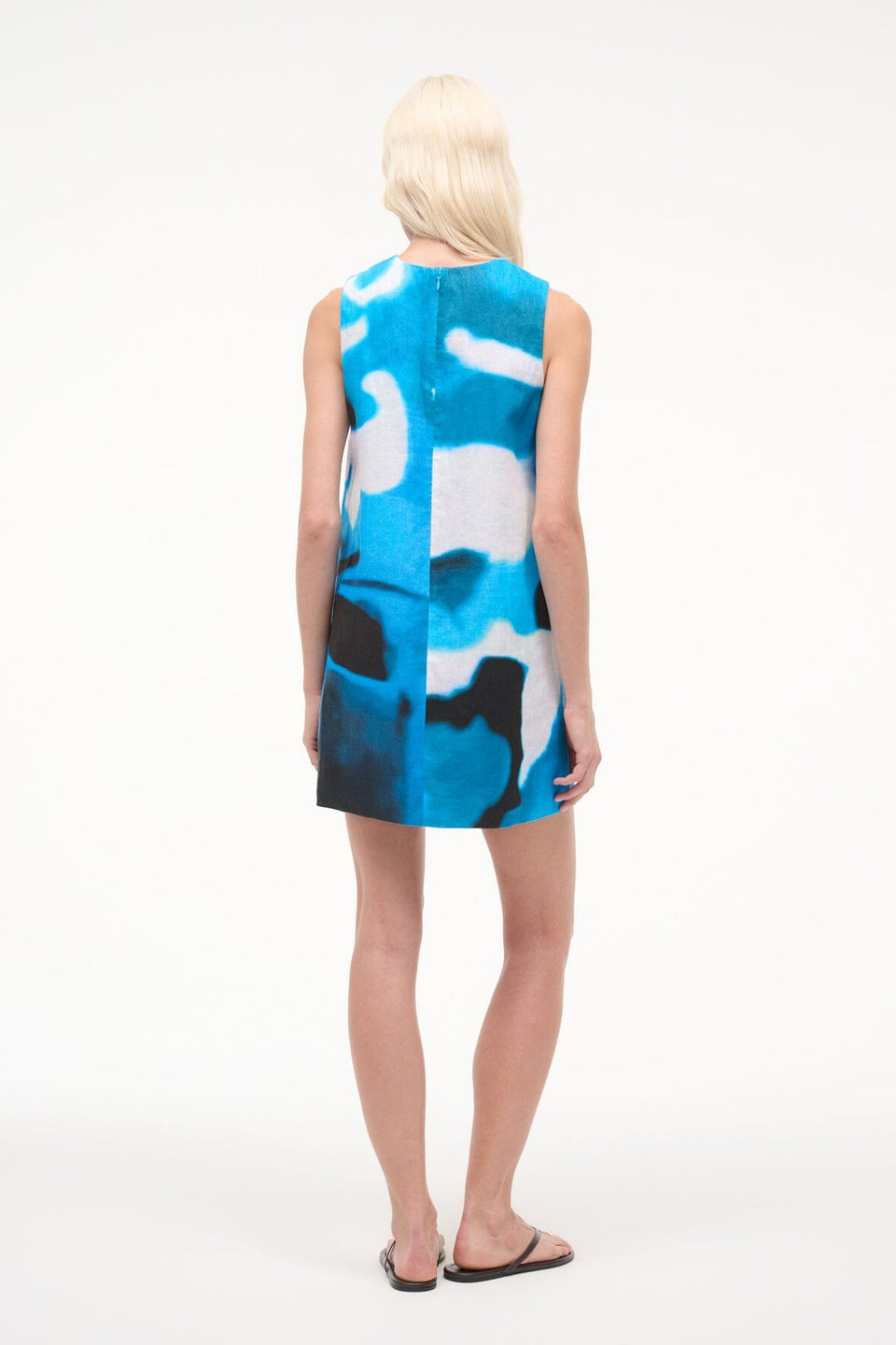 STAUD Brea Linen Dress Blue Haze