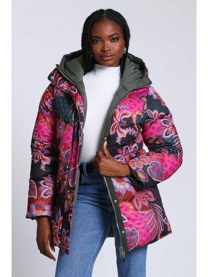 Reversible Thermal Puff Paisley Puffer Coat