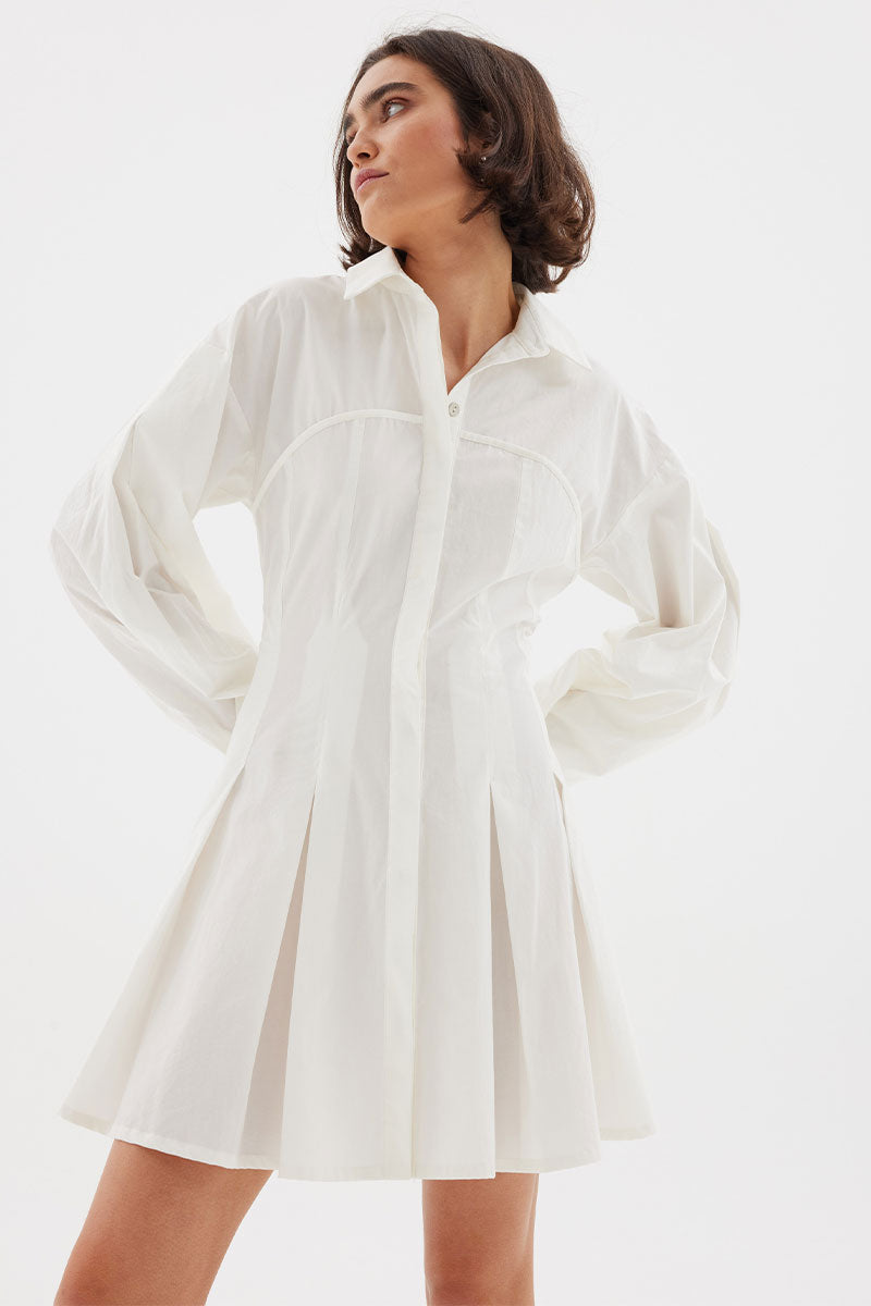 SOVERE OVERRIDE SHIRT DRESS - WHITE