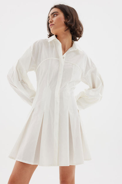 SOVERE OVERRIDE SHIRT DRESS - WHITE