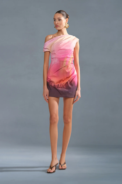 AMUR Ysella Off The Shoulder Mini in Flora In Focus