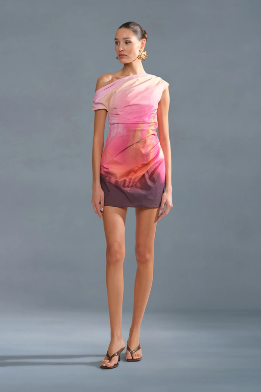 AMUR Ysella Off The Shoulder Mini in Flora In Focus