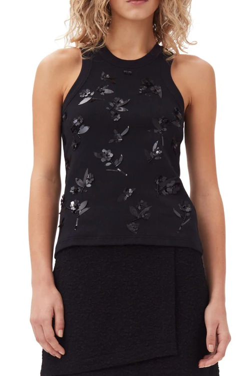 Ganni Jersey Embellished Tank Top
