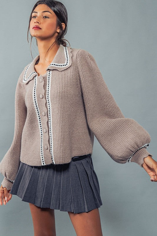 Long Sleeve Scalloped Top