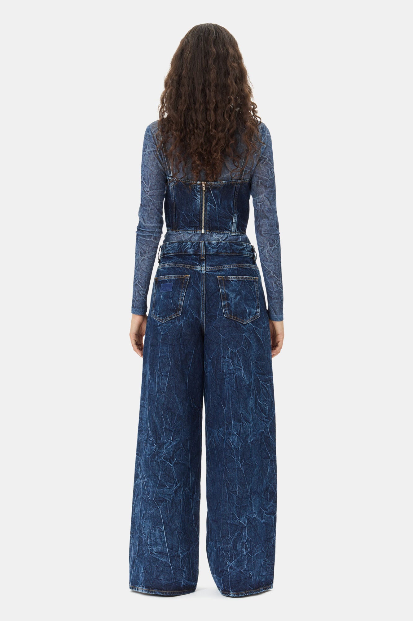 GANNI BLUE CRINKLED FUTURE DENIM MARRI JEANS