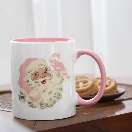 Pink Retro Vintage Santa Mug - 11oz