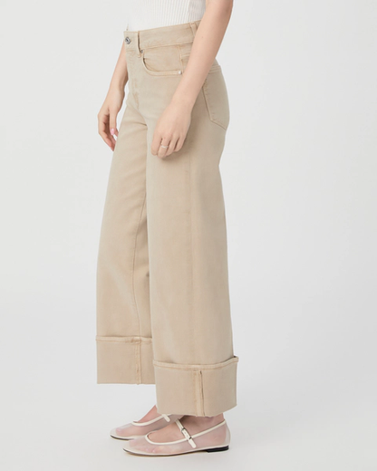 Paige Sasha Ankle Cuffed Wide Leg Jean Vintage Soft Sand