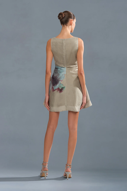 AMUR Waverlyn Ruched Mini Dress in Sage Orchid