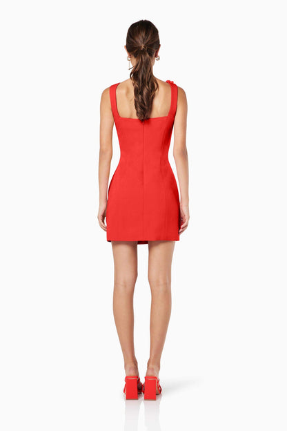 ELLIATT TROMPE 3D FLORAL MINI DRESS - RED