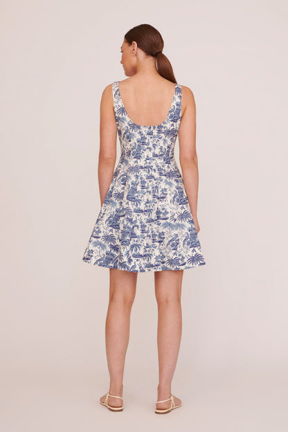Staud Mini Wells Dress - Blue Toile