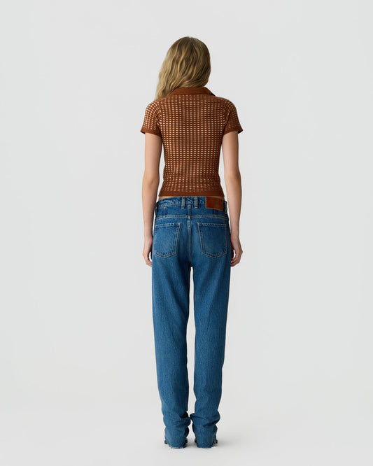 Guest In Residence Shrunken Waffle Polo Burnt Sienna/Sandstone