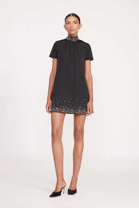 STAUD MINI ILANA DRESS - BLACK/SILVER