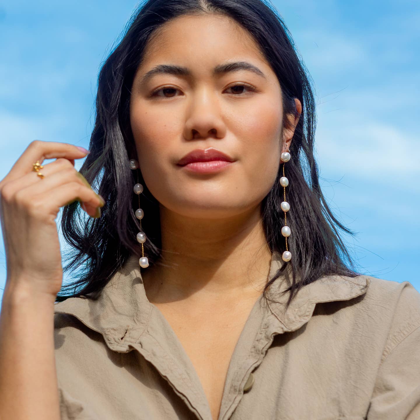 Uptown Pearl Dangle Earrings