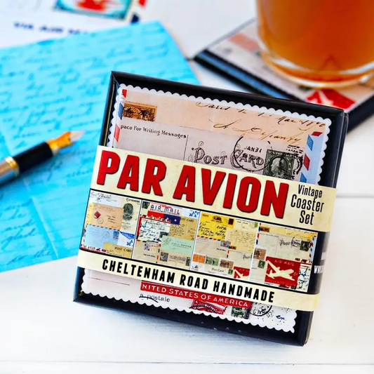Vintage Airmail Ephemera Coaster Set