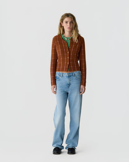 Guest In Residence Jane Checker Cardigan Burnt Sienna Sprinkle