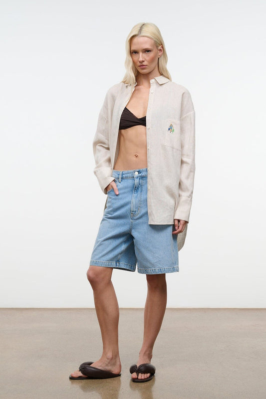 STAUD Sandbar Linen Top - Natural