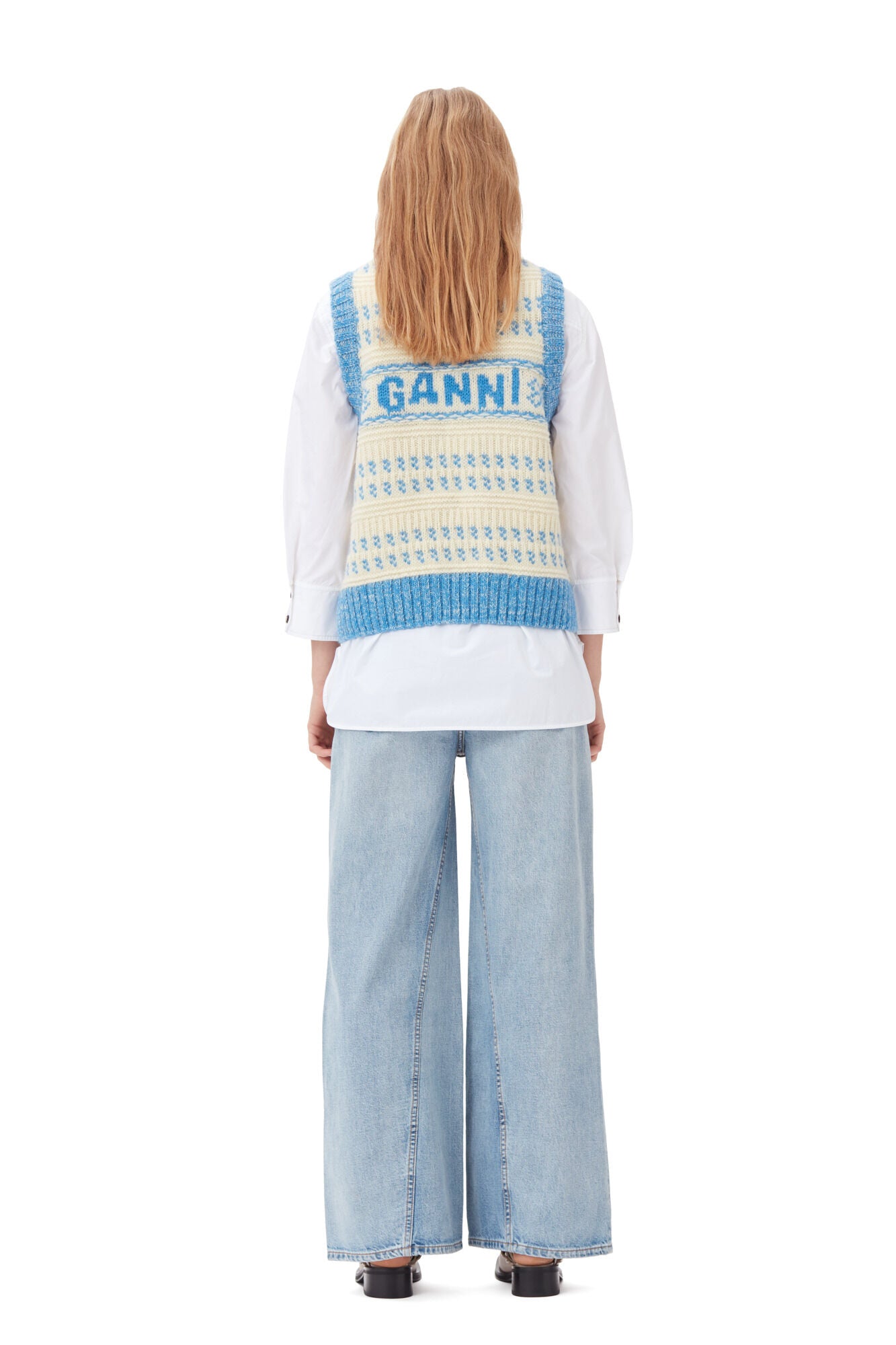 GANNI Blue Graphic O-Neck Vest