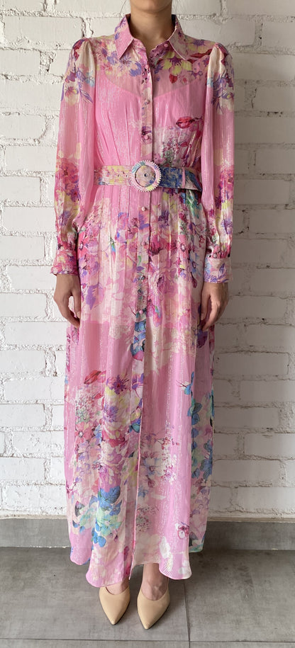 APRIL PINK FLORAL VISCOSE DRESS