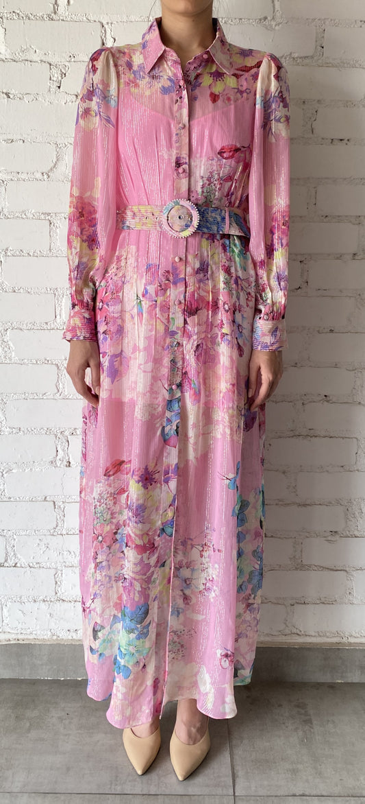 APRIL PINK FLORAL VISCOSE DRESS