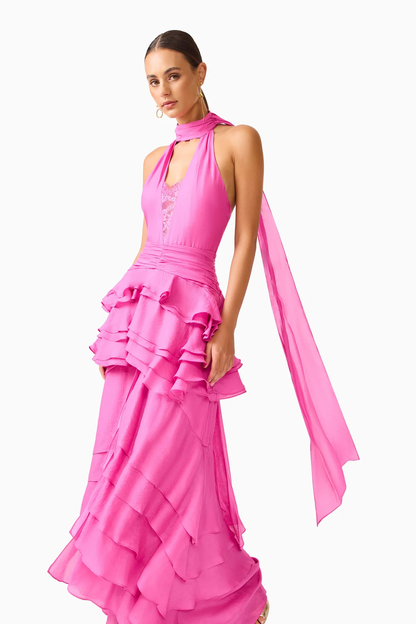 Elliatt Rosera Halter Gown in Pink