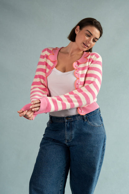 Rachel Antonoff Cupcake Cardigan - Pink Towel Stripe