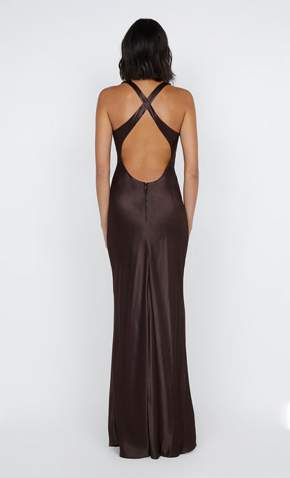 Maxina Crossover Dress in Dark Chocolate