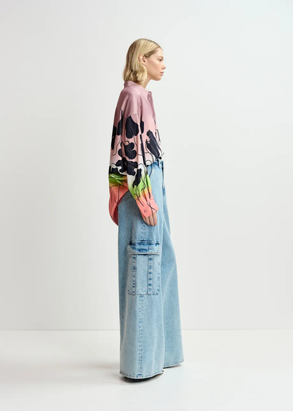 ESSENTIEL ANTWERP Blue Wide-LEg Cargo Jean