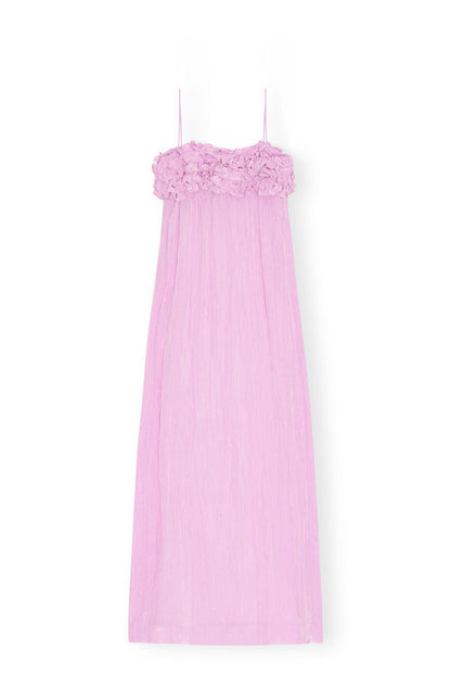 Ganni PINK SHINY TECH STRAP MIDI DRESS