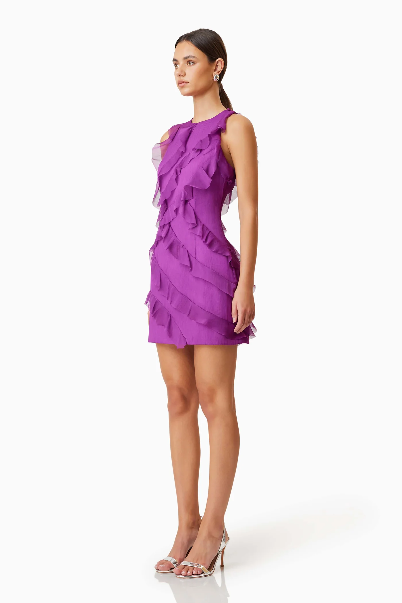 Elliatt Mia Sheer Party Mini Dress in Purple