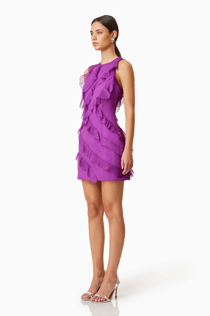 Elliatt Mia Sheer Party Mini Dress in Purple