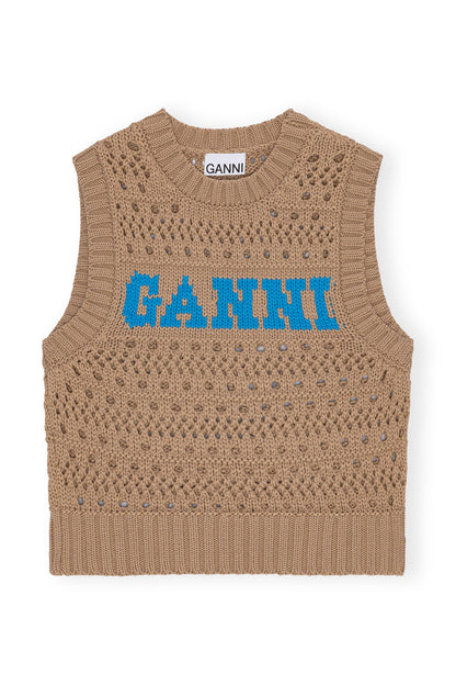Ganni Cotton Rope Short Vest - Brown